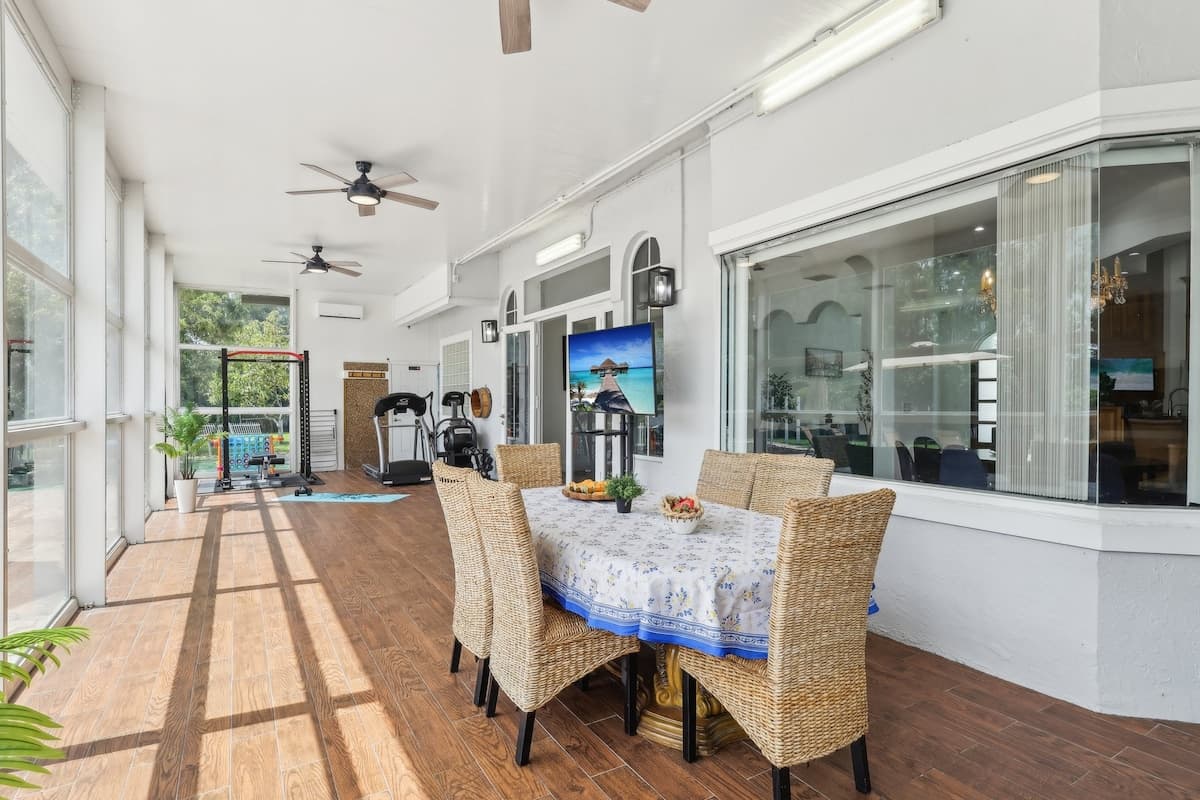 Florida room overlooking the pool